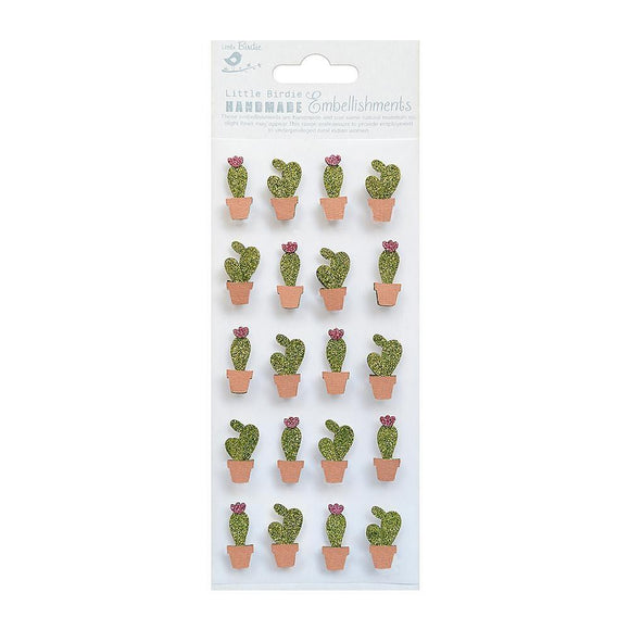 Mini Cactus Glitter Embellishments