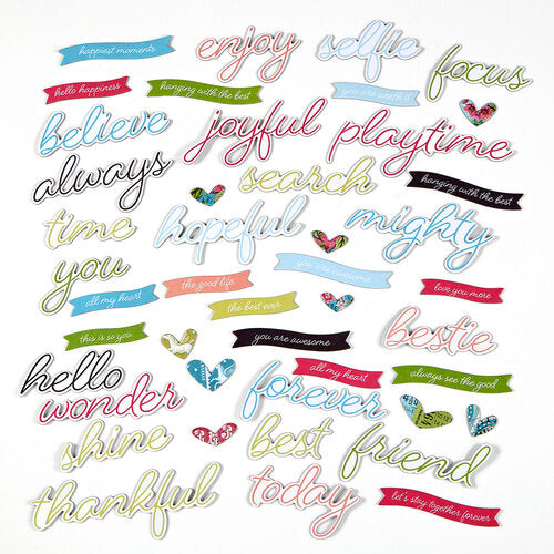 Kaleidoscope Chipboard Words