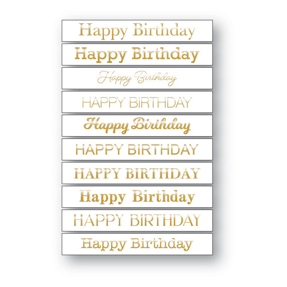 ST006 Happy Birthday Foil Greeting White  tabs