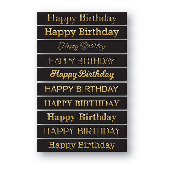 ST007 Happy Birthday Foil Greetings Black Tab