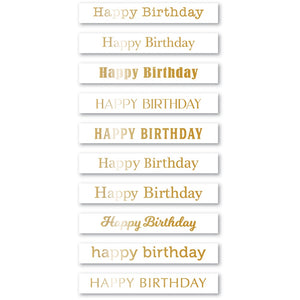 ST024 Happy Birthday Foil Greetings White Tabs