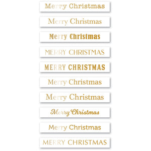 ST026 Merry Christmas Foil Greetings White Tabs