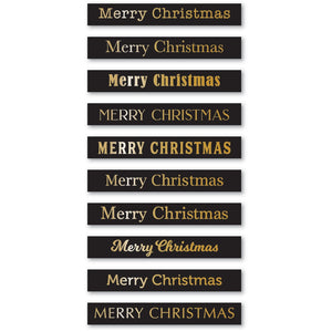 ST027 Merry Christmas Foil Greetings Black Tabs