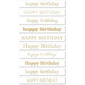 ST032 Happy Birthday Foil Greetings Large White Tabs