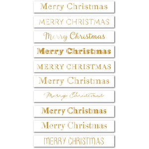 ST034 Merry Christmas Foil Greetings Large White Tabs