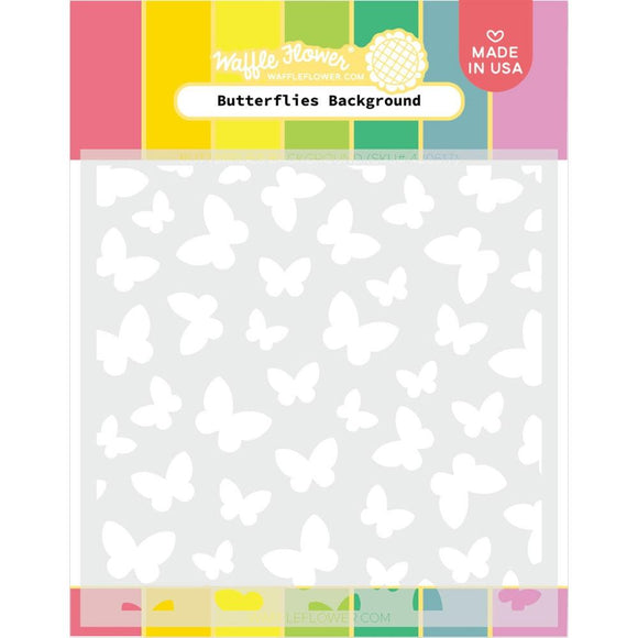 Waffle Flower Butterflies Background Stencil