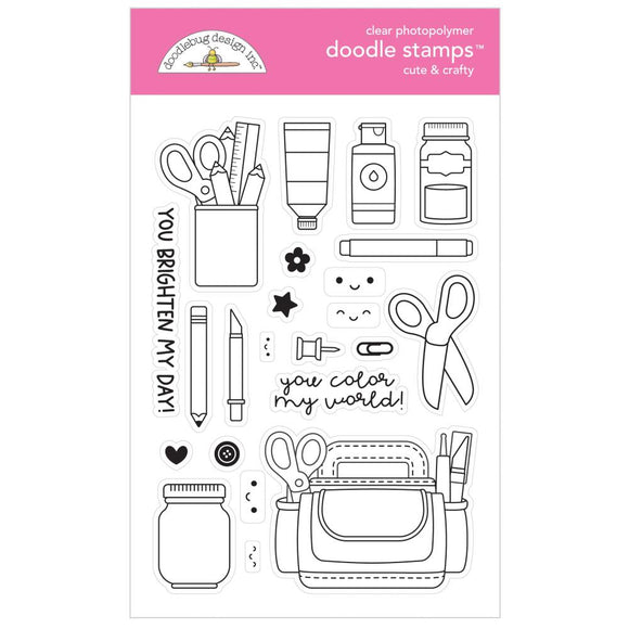Doodlebug Designs Cute & Crafty Clear Stamp Set
