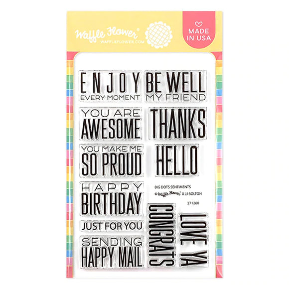 Waffle Flower Big Dots Sentiments Clear Stamps