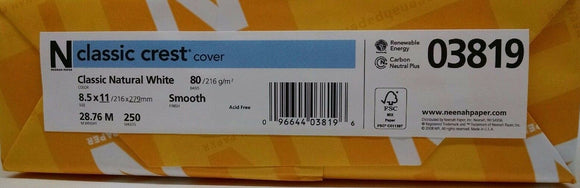 Neenah 80lb Classic Crest Smooth Cardstock Natural White